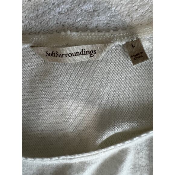 Soft Surroundings ivory white knit Maxi Dress Women Large ,lace 3/4th Sleeves - Picture 6 of 8